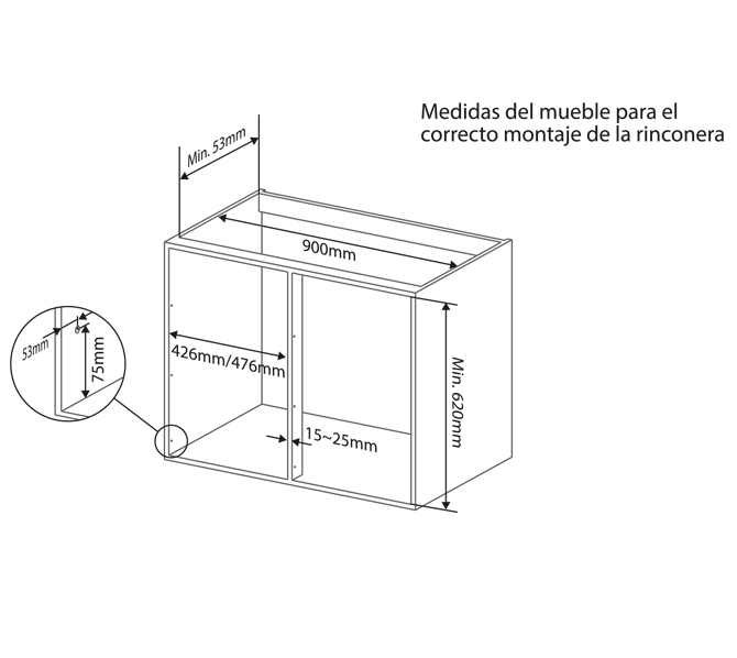 RINCONERA P/MUEBLE 900MM IZQUIERDA BLANCA NOBATECH - Imagen 4