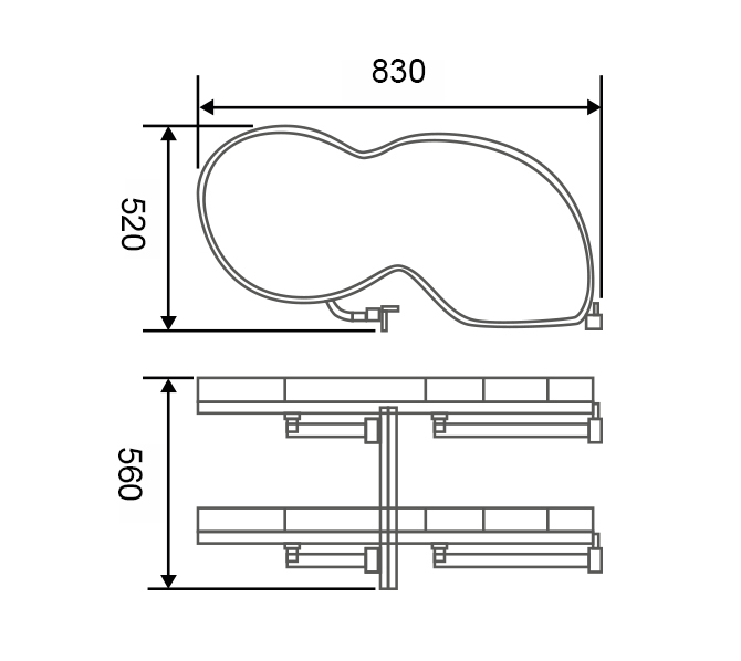 RINCONERA P/MUEBLE 900MM VARILLA PLANA ANTRACITA IZQUIERDA NOBATECH - Imagen 3